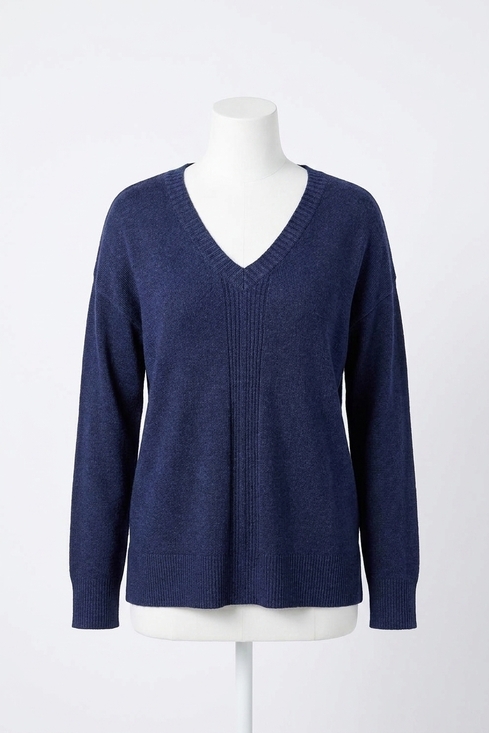 TRIBAL Sweaters - NEW TRIBAL long sleeve v-neck sweater with cables in sapphire